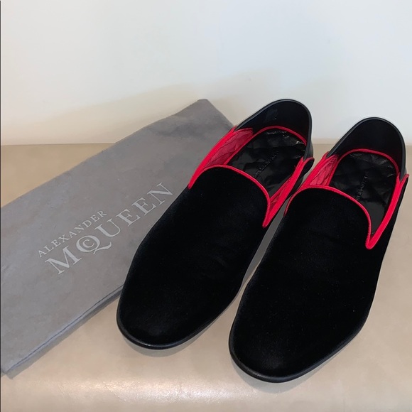 Alexander McQueen Shoes | Alexander McQueen Mens Velvet Loafer Size 42 | Color: Black/Red | Size: Euro 42 (US 9) | Pm-79490280's Closet